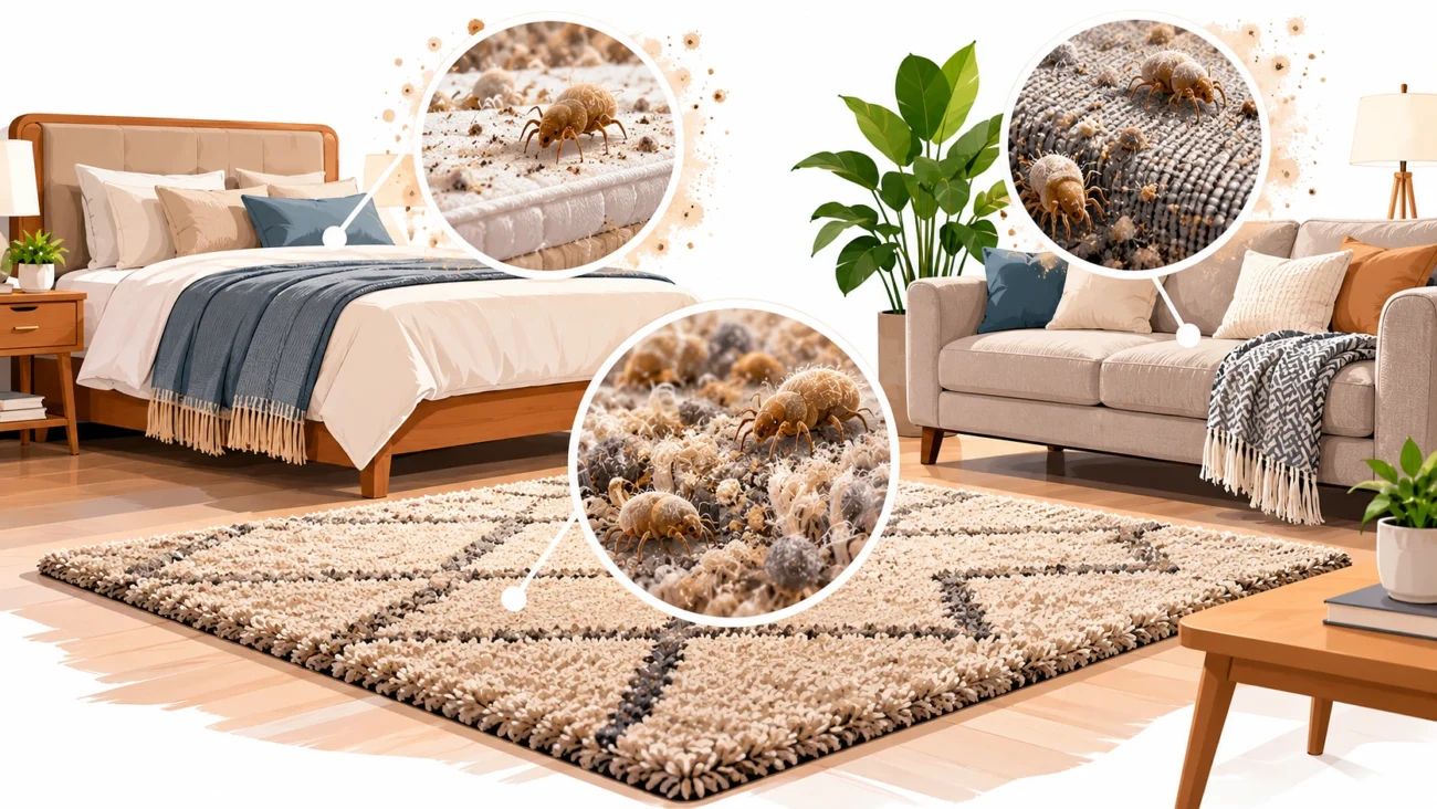Carpets, Beds And Sofas Hold The Most Dust And Show The Least